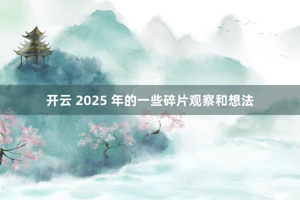 開(kāi)云 2025 年的一些碎片觀察和想法