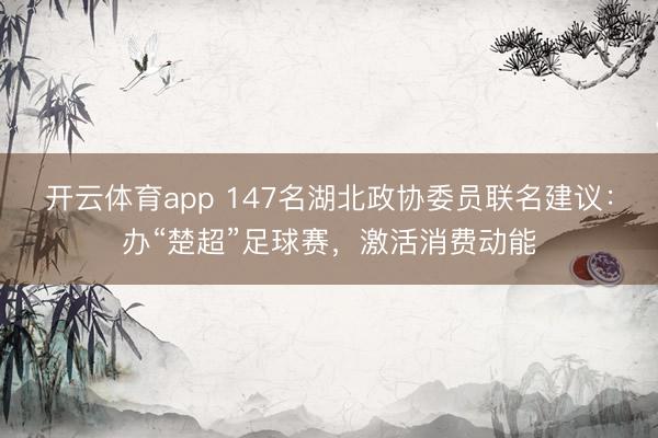 開云體育app 147名湖北政協(xié)委員聯(lián)名建議：辦“楚超”足球賽，激活消費(fèi)動能