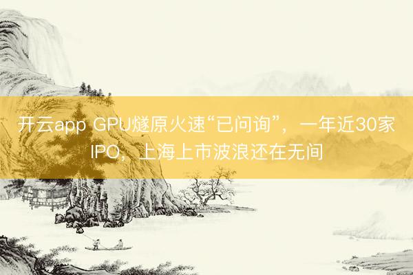 開(kāi)云app GPU燧原火速“已問(wèn)詢(xún)”，一年近30家IPO，上海上市波浪還在無(wú)間